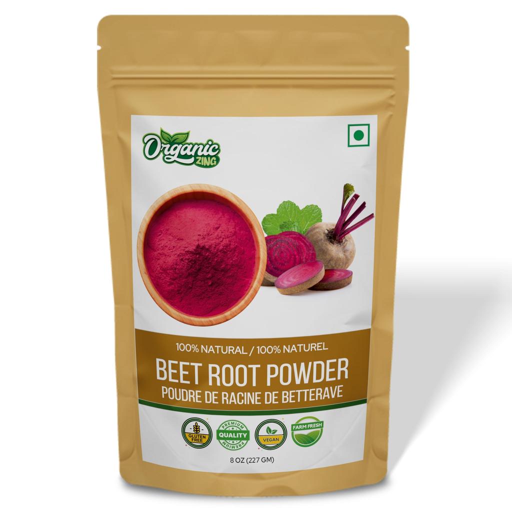 Organic Zing Organic Beetroot Powder - USDA Organic Certified / Vegan / Preservative Free / Product of India - 227gm Resalable Pack (Pack of 1)