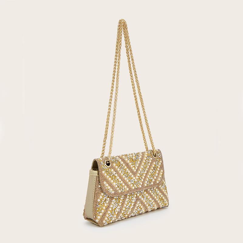 Yogodlns Women Handmade Pearl Clutch Purse Beaded Envelope Evening Handbag Purse for Party Chain Shoulder Crossbody Bags