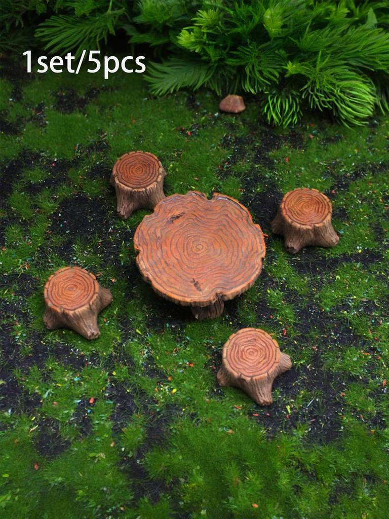 5 stuks Miniatuur Boomstronk Tuinkunst Accessoires Hars Decor Tuin Landschap Accessoires Hars Creativiteit Ambachten