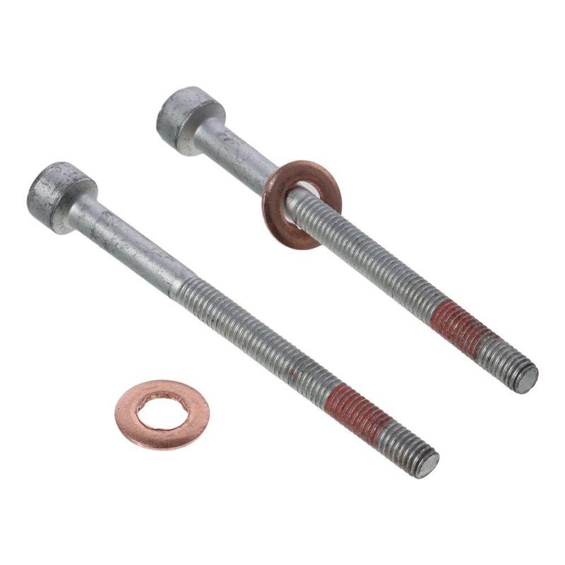 6 Sets Washer Kit 3.35x0.21in Lower Fuel Injector Metal Silver Nozzle Bolt Red A0009902907 Car Accessories for Dodge Diesel 6Cyl