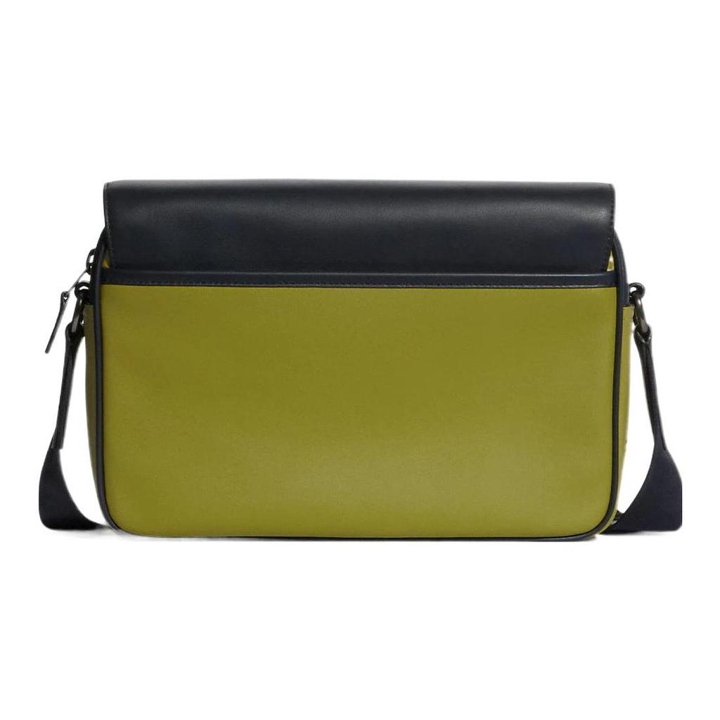 Coach Track 27 Color Block Zip Flap Adjustable Shoulder Strap Leather Crossbody Bag Unisex Shoulder Bag Black Blue Green C8131-QBTP3