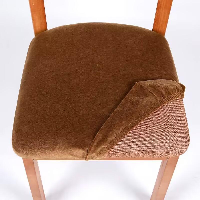 Soft Velvet Stretch Wedding Dining Room Chair Seat Cover