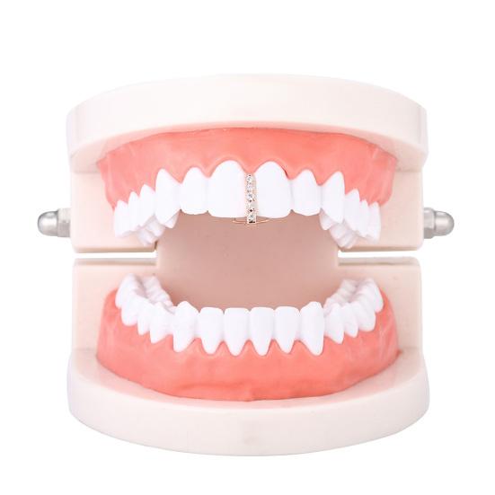 Teeth Braces Heart Shape Cubic Zirconia Men Women Hip Hop Vertical Stick Braces for Halloween