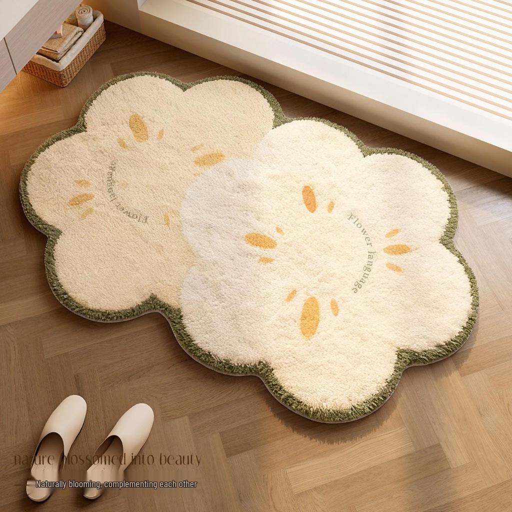 Irregular Cloud Faux Cashmere Water-Absorbing Doormat - Cute Cartoon Design for Bathroom & Kitchen.