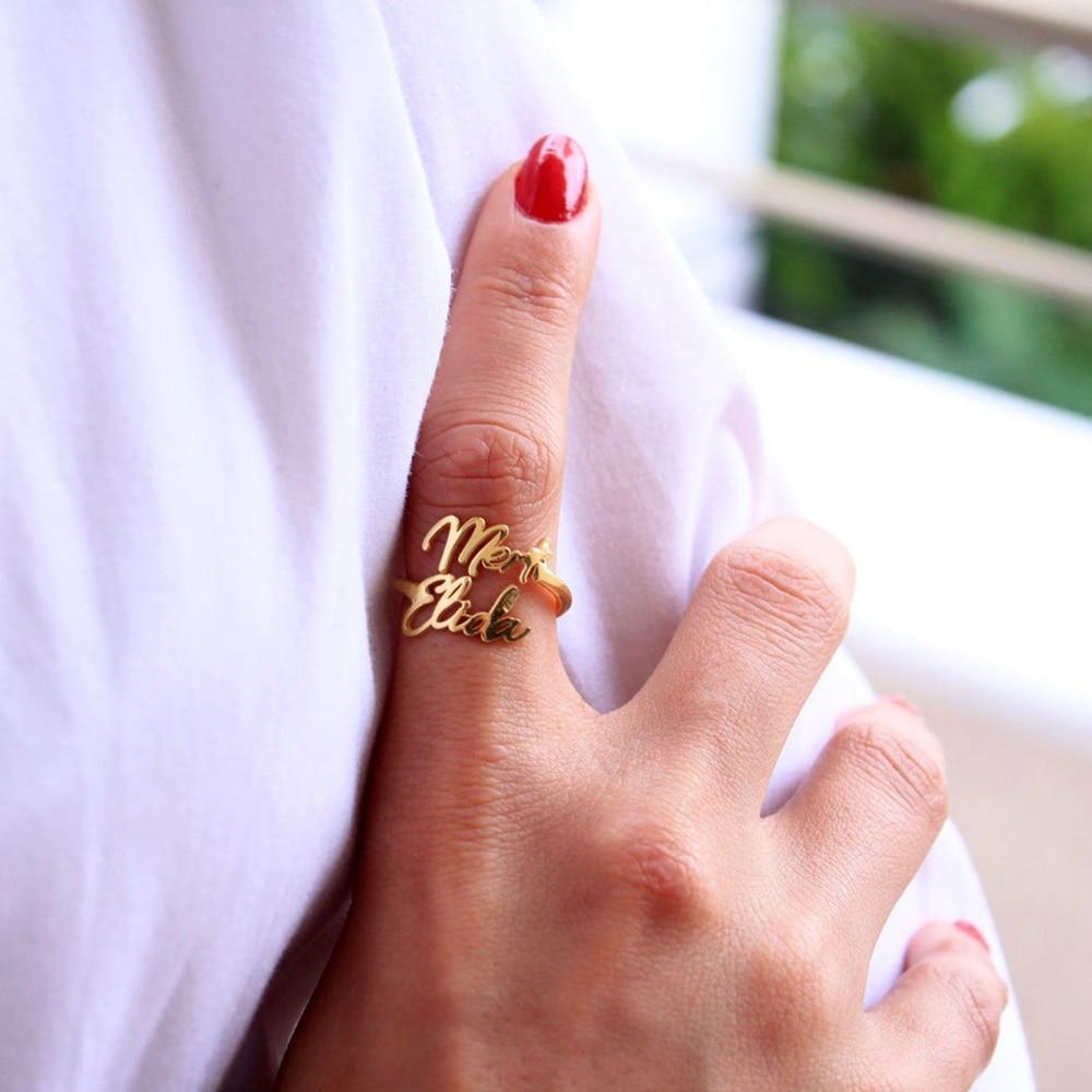 

Персонализированные регулируемые двойные именные парные кольца для женщин из нержавеющей стали на заказ два имени на день рождения ювелирные изделия для мужчин/женщин подарок