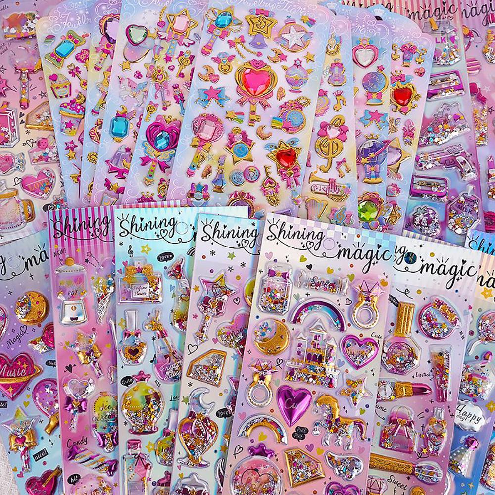 8pcs Random Wand Princess Stickers Magical Girl's Gift for Scrapbooking Material Craft Supplies Kawaii