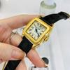 Orologio da Donna Oro Acciaio Massiccio Cinturino Quadrato Romano Impermeabile Orologio al Quarzo di Fascia Alta