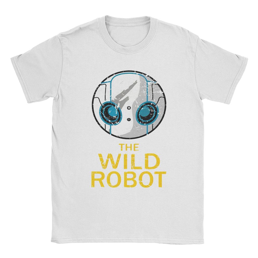 The Wild Robots Vintage Men T Shirt Cartoon Fiction Novelty Tee Short Sleeve Crew Neck T-Shirt 100% Cotton Plus Size Clothes