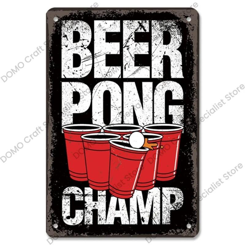 Vintage Beer Metal Sign, New Year Pub Decor Plaque