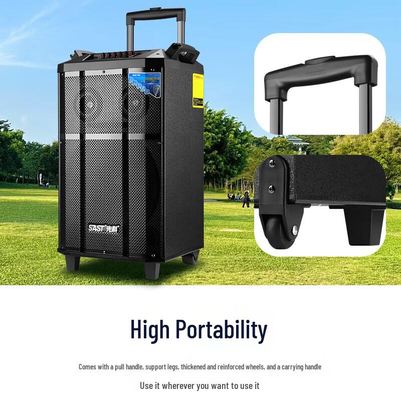 SAST 8-inch Portable Outdoor KTV Trolley Speaker CN plug (adapter included)