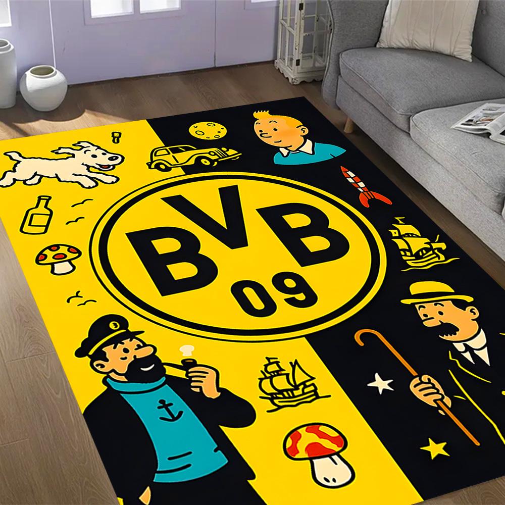 Χαλάκια Αντιολισθητικά με Θέμα Splatter Art - Λογότυπο Bvb 09 - Διακόσμηση Σπιτιού από Πολυεστέρα, Κατάλληλα για Υπνοδωμάτια, Σαλόνια, Εισόδους, Στούντιο και Διακοσμήσεις