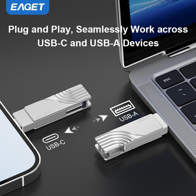 EAGET USB 3. 2 Type C To USB Flash Drive Pen Drive  2 In 1 USB 3.2 Memory Stick Flash Disk Type-C Pendrive