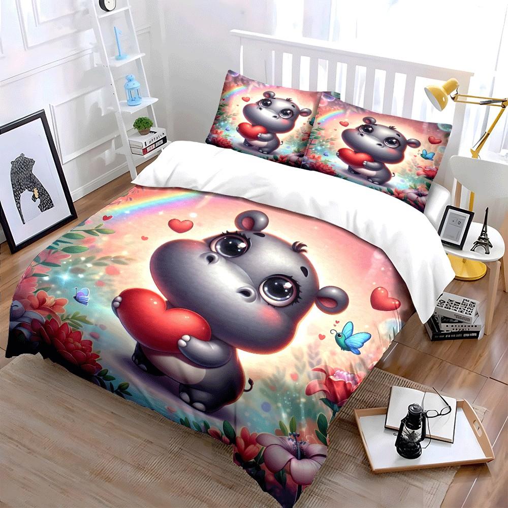 Colorful Floral Fantasy Set Exquisite Three-Piece Bedding Set Gift For Kids And Adults