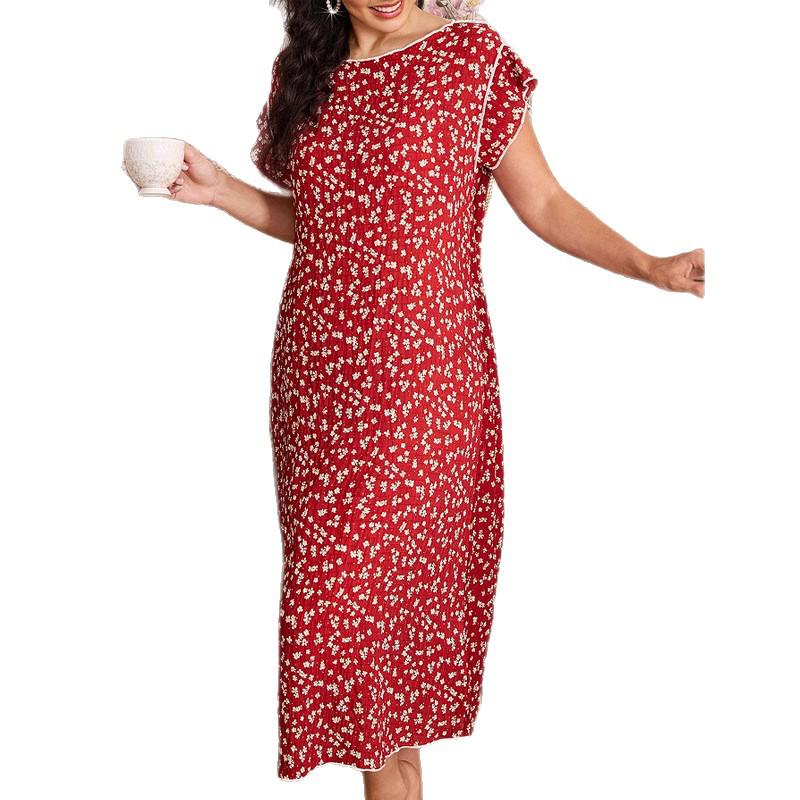 Women's Comfortable Floral Mid-Length Nightgown - Spring/Summer