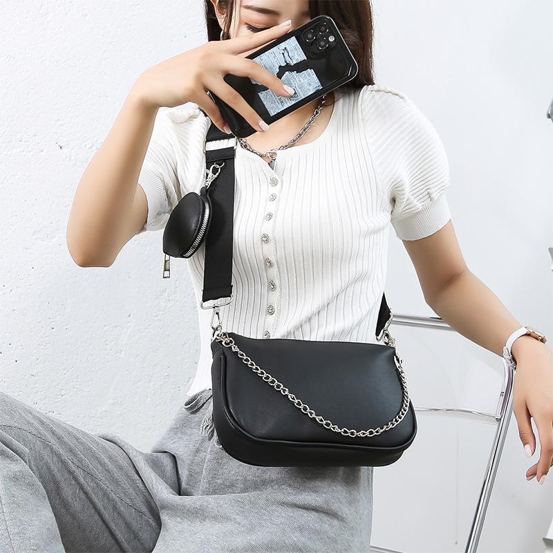 

Guangzhou black three-in-one underarm bag method stick bag women s bag 2 new versatile chain shoulder messenger bag 23*16*8 чёрный