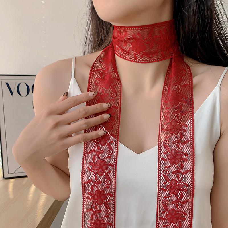1Pc Tassel Lace Scarf Daily Commute Hair Tie Decoration Bag Flutter Holiday Event Belt Dinner Party Lace Flutter Multicolor