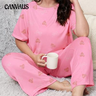 Pigiama da Donna Primavera Estate Dolce Manica Corta Pantaloni Set Due Pezzi Abbigliamento per la Casa