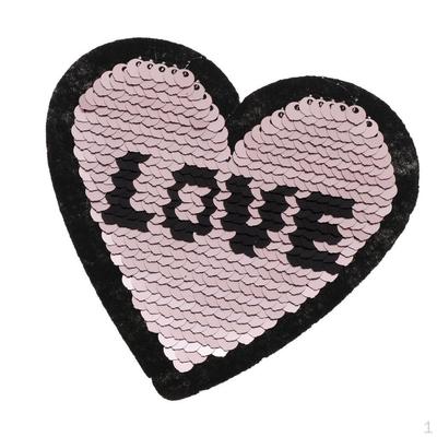 6pcs Love Heart Sequin Sew Iron On Embroidered Patches Appliques For Kids Children