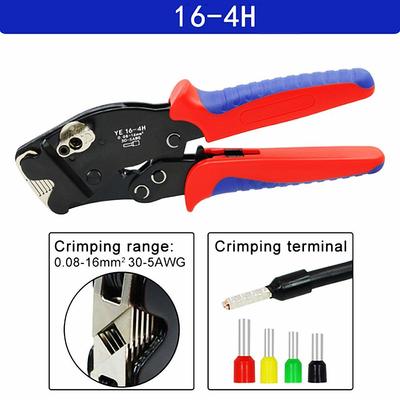 Ferrule Crimping Tool Kit, Hexagonal Ferrule Crimper Self-Adjustable Ratchet Wire Crimper Plier  AWG 30-5