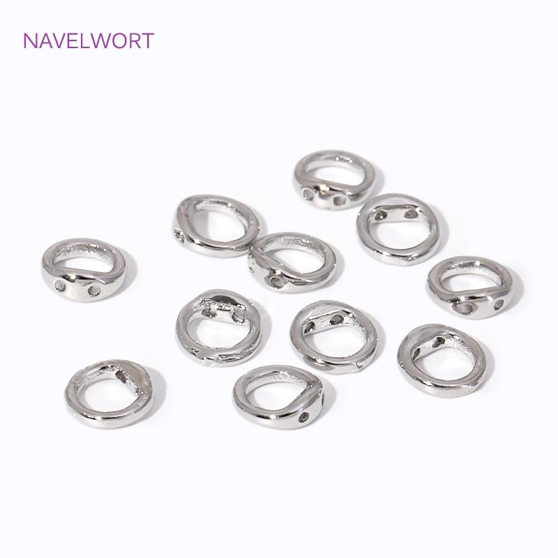 18K Gold Plated Brass Double Hole Connector Rings,End Bead Tip,For Jewelry Making Supplies DIY Pearl Bracelet Necklace Accessory
