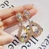 Fashion Long Tassel Full Rhinestone Drop Earrings for Women Shiny Crystal Water Drop Flowers Dangle Earring Party Jewelry Gifts