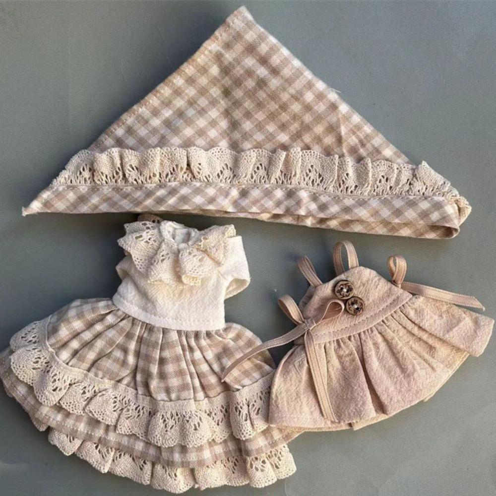 Doll Skirt Dresses Clothes Set For ob22 ob24 azone Dolls Lace Suspender Skirt Shirt with Beret For Blythe Dolls Accessories