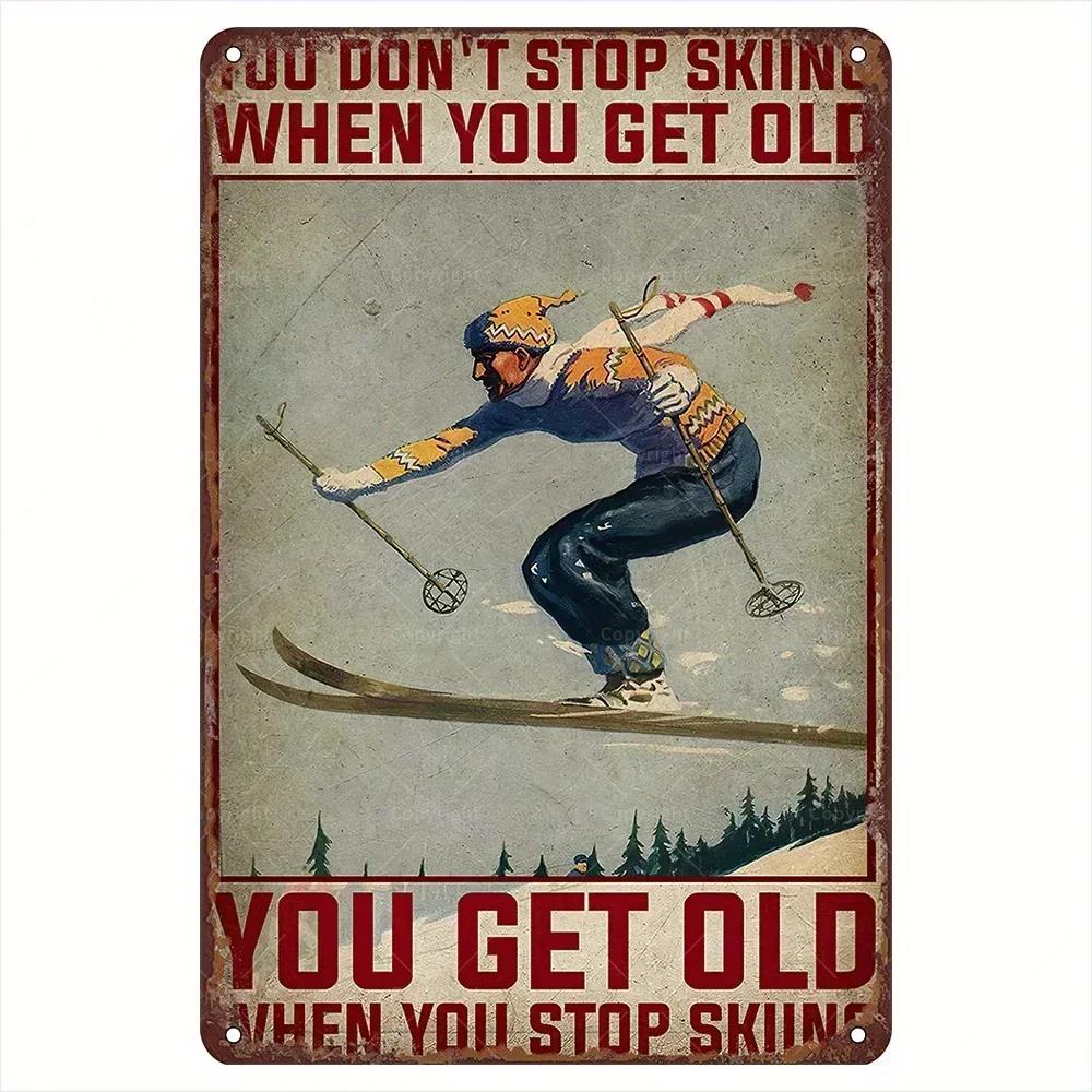 

Skiing Vintage Tin Sign – Retro Metal Wall Art | For Ski Resorts Skiers Homes & Gift 20x30cm