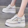 Women 8CM Platform Casual Outdoor Shoes Rhinestone Shine Decoration Sneakers Lace Up Walking Sport Breathable Thick Bottom Shoes