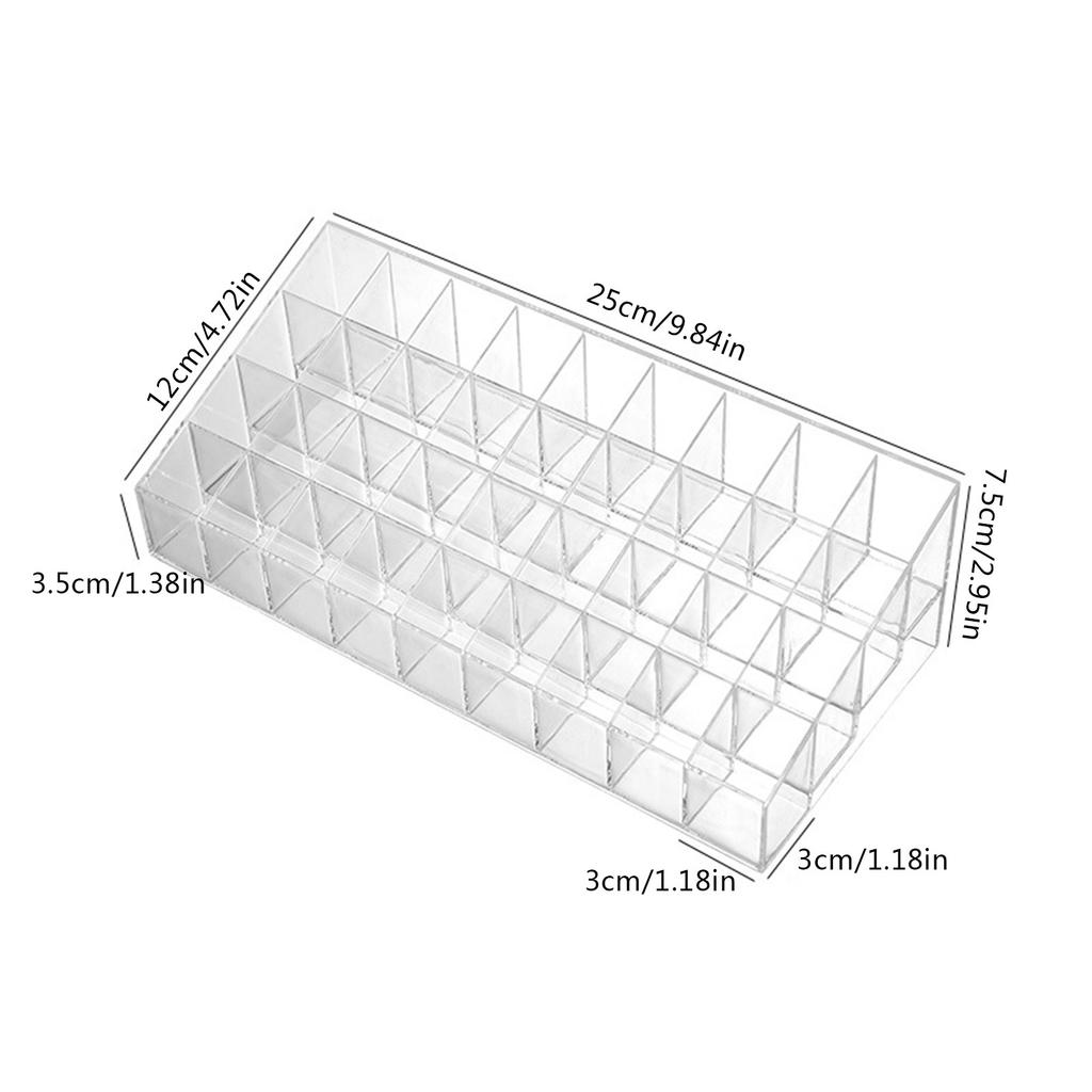 Clear 9/24/36/40 Grids Acrylic Makeup Organizer Lipstick Holder Display Rack Case Cosmetic Nail Polish Make Up Organiser Tool