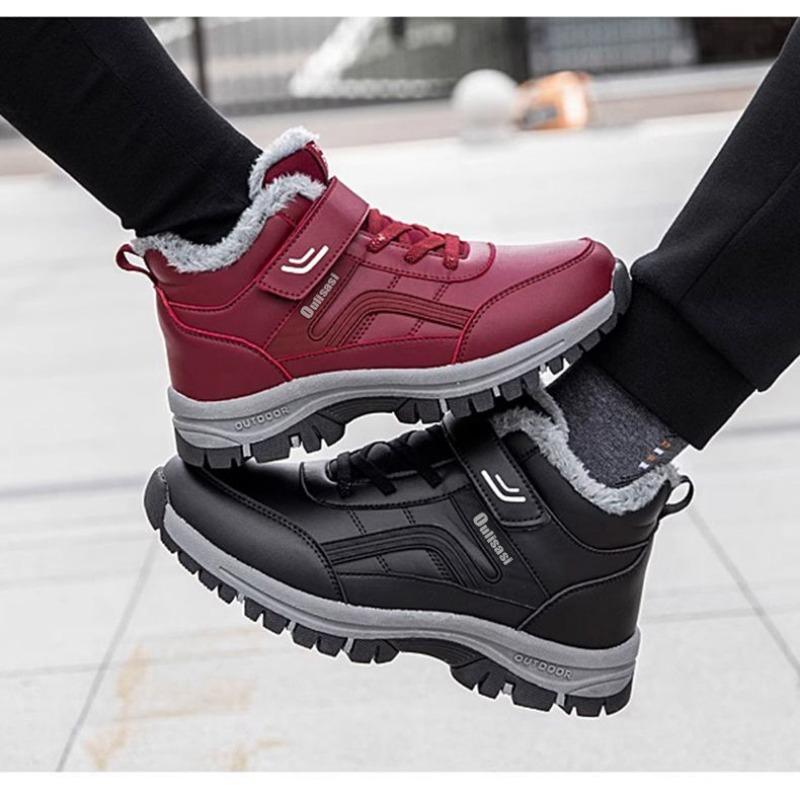 Men's and Women's Casual Snow Boots, Non-slip and Windproof High-top Lace-up Boots with Furry Lining for Outdoor Walking, Running, Hiking