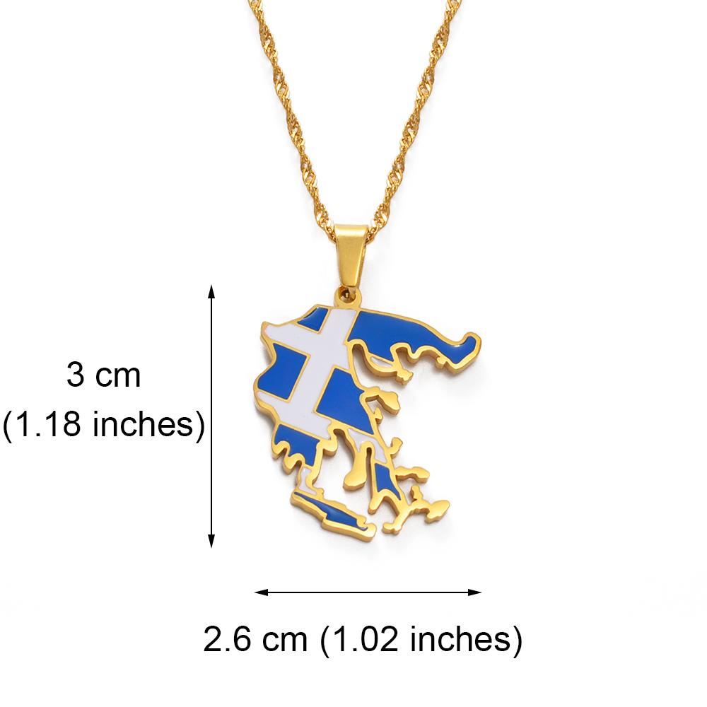Anniyo Greece Map and Flag Pendants Necklaces Silver Color/Gold Color Greek Jewelry Patriotic @241621