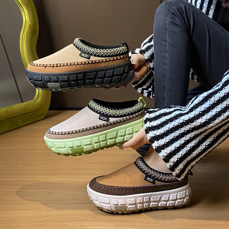 Fleece platform shoes women's new winter students is warm casual shoes thick soles increase LD