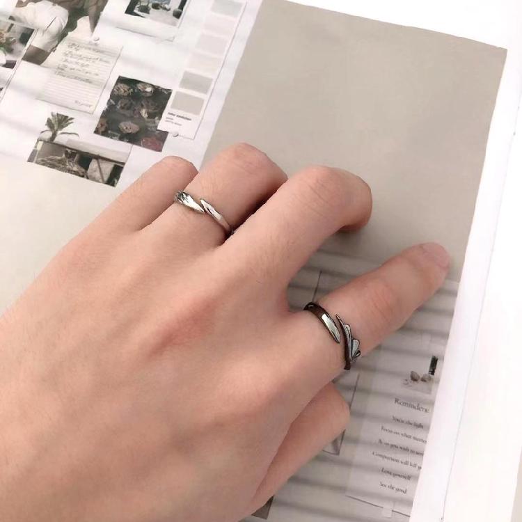 2Pieces Personality Angel Devil Wings Open Ring for Men Women Adjustable Gift