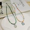 Böhmische Kristallperlenkette Frisch Vielseitig Regenbogenfarben Blume Anhänger Schlüsselbein Kette Süß Teenager Stil Schmuck