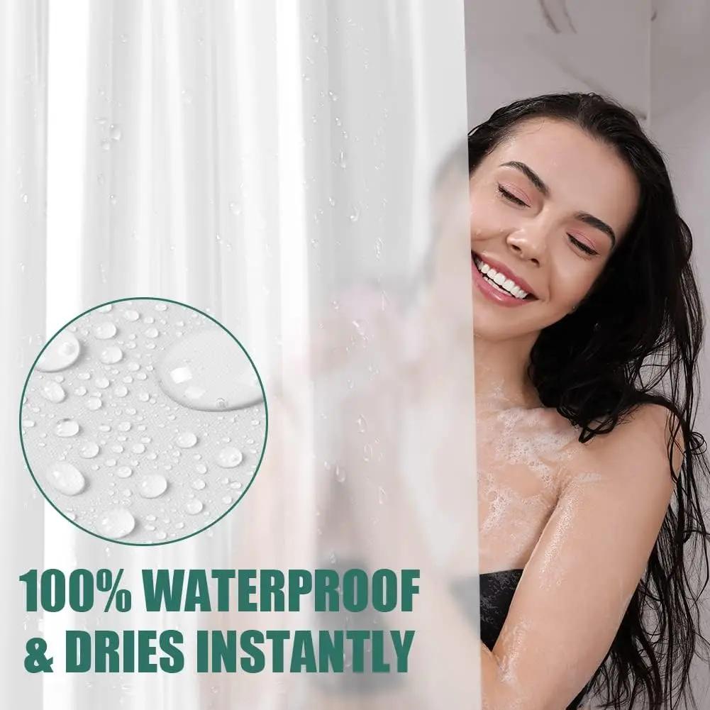 PEVA Waterproof Shower Curtain Liner with Magnets Mold Resistant Lightweight Plastic Bathroom Shower Liner