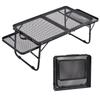 VECELO Camp Table Mesh Outdoor with Side Table, Folding Low Table, Lightweight, Portable, Compact, Aluminum Mini BBQ, Hiking, Barbecue,