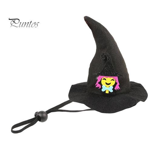 Lightweight Pet Headgear Halloween Cat Witch Hat, Fun Hat with Adjustable Elastic Strap, Cartoon Ghost Pumpkin Bat Skull for Cats Small Dogs