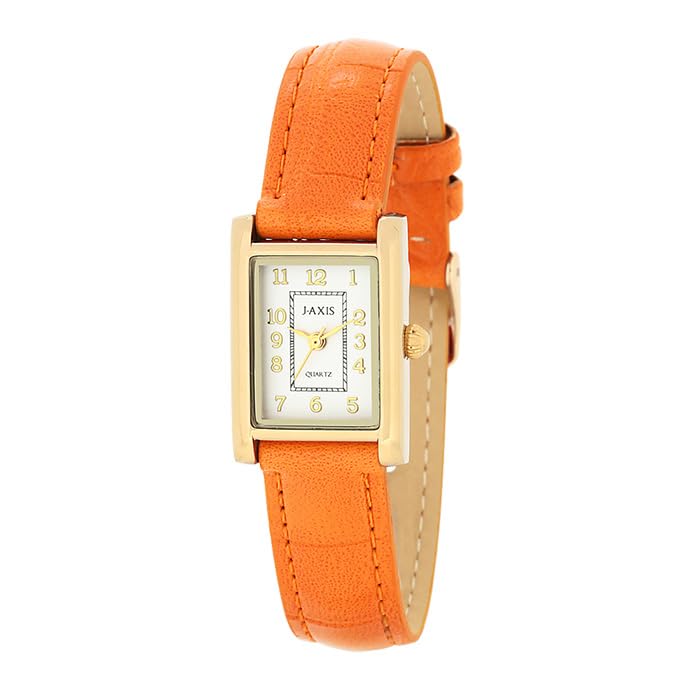 Rectangular Crocodile Embossed Watch with Arabic Numerals for J-AXIS Classical, Elegant, Easy-to-Read (Suitable Students)