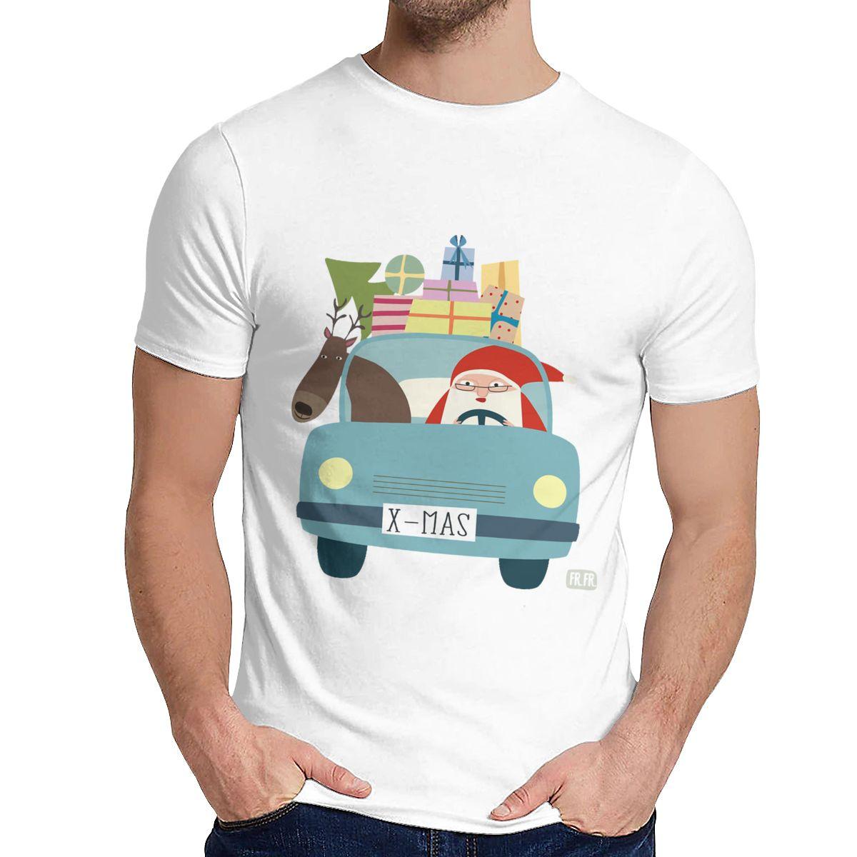 Good Cotton Christmas Santa And Reindeer T Shirt Unisex Crazy Style Amazing Classic O Neck Camiseta M