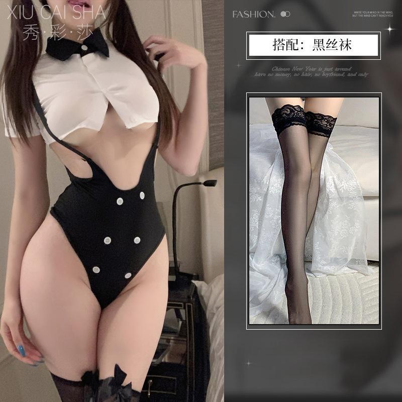 Sex Lingerie Pure Lust Sexy Bunny Maid Uniform Free and Edible One-piece Hip Bared Temptation Clothes Set
