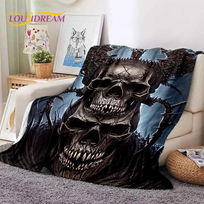 3D Horror Gothic Skull Skeleton Soft Flannel Blankets,Throw Blanket Comfortable Blanket for Picnic Beds Sofa Home Bedroom Gifts