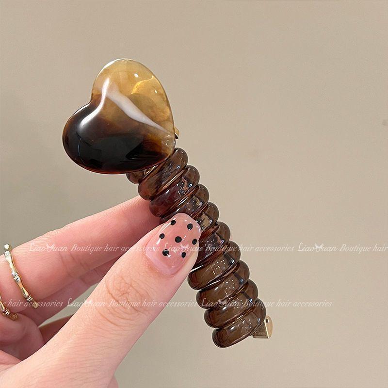 2024 Heart-Shaped Bubble Hair Tie: High-Grade Telephone Cord for Ponytails and Braiding