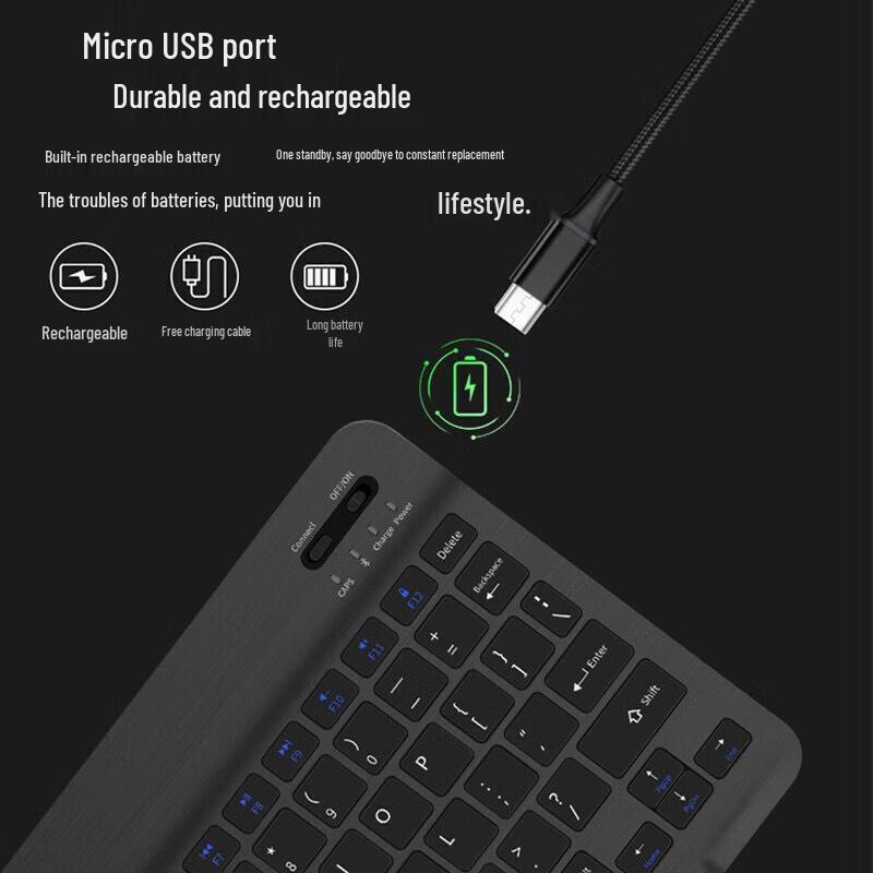 Universal Silent Rechargeable Bluetooth Keyboard for iPad, Mobile Phone, and Tablet
