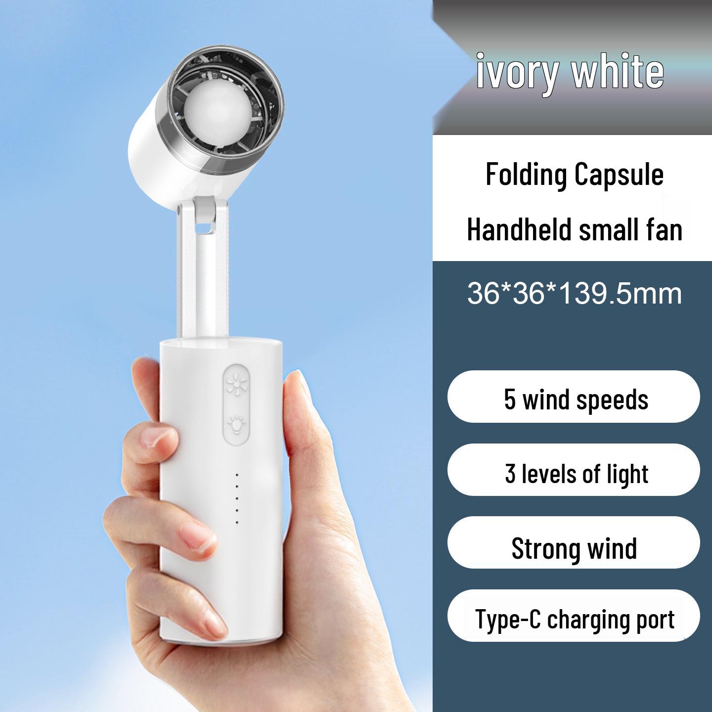 

Portable 5-Speed Handheld Fan with Light, Long Battery Life for Outdoor Camping 36*36*195MM
