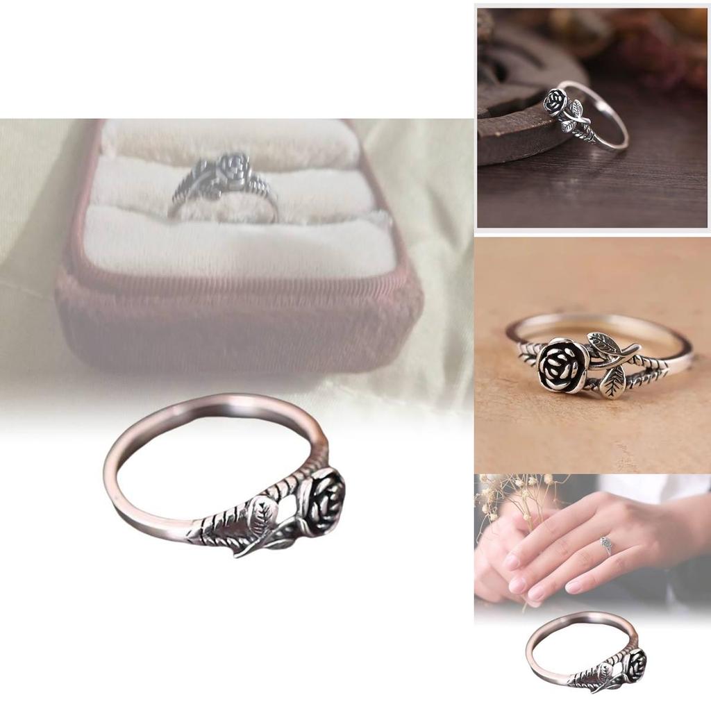 Chic Retro Gold And Silver Rose Rings Exquisite Floral Design For Women Alloy Material