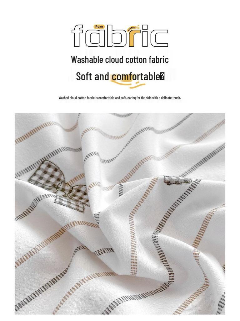 Class A Pure Cotton Mother and Baby Fitted Sheet In Fresh Style - Washed Cotton Mattress Protector Three-Piece Set