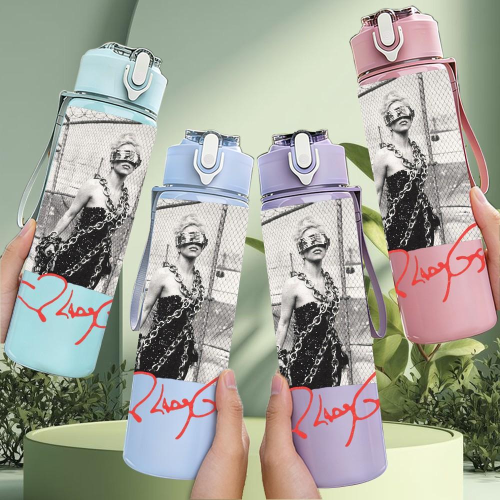 1PC Female Portrait 750ml Sports Water Bottle Leakproof Straw Lid Outdoor Office Home