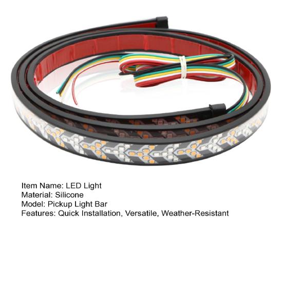 LED Tailgate Light Bar 4-in-1 Red Brake Running Lights Amber Sequential Turn Signals Waterproof Flexible Strip for Trucks Trailers RVs