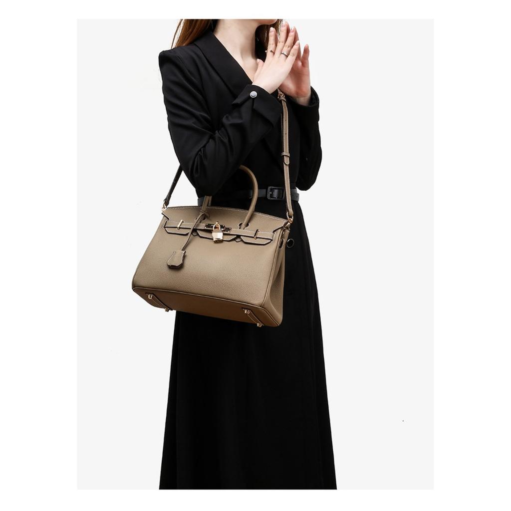 Damenhandtasche TOGO-Leder erste Schicht Rindsleder Platin-Tasche Schulter-Umhängetasche Handtasche Große Kapazität Pendler Vielseitig Freizeit-Tasche