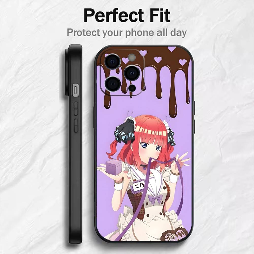 The Q-Quintuplets Anime 5Toubun Phone Case For iPhone17,16,15,14,13,12 Plus,Max Soft Silicone Black Cover